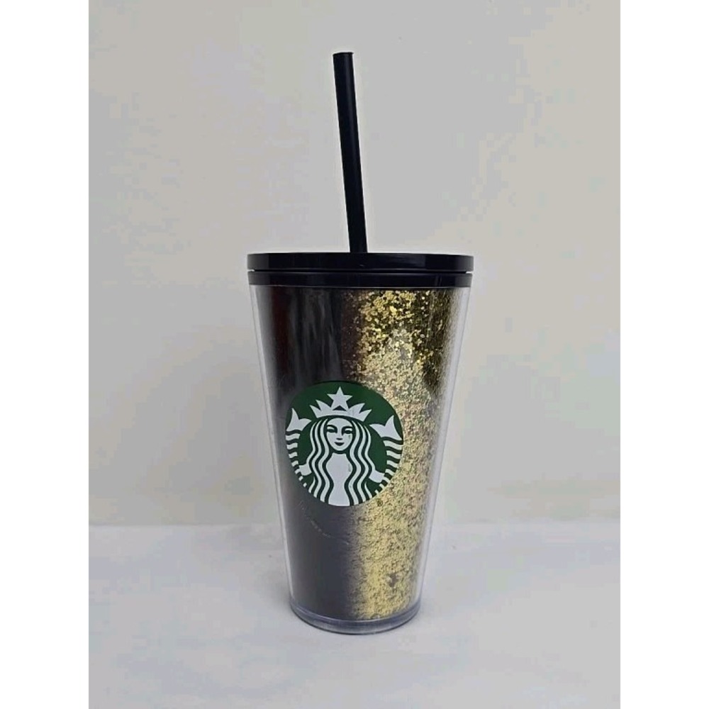 Starbucks Exclusive Holiday 2020 Black Gold Glitter 16 oz Tumbler Cup Authentic